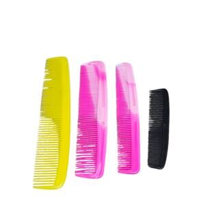 Vintage 80's Lot of 4 Hair Combs Yellow 9', Pink 7.5'  & Black 4.5'